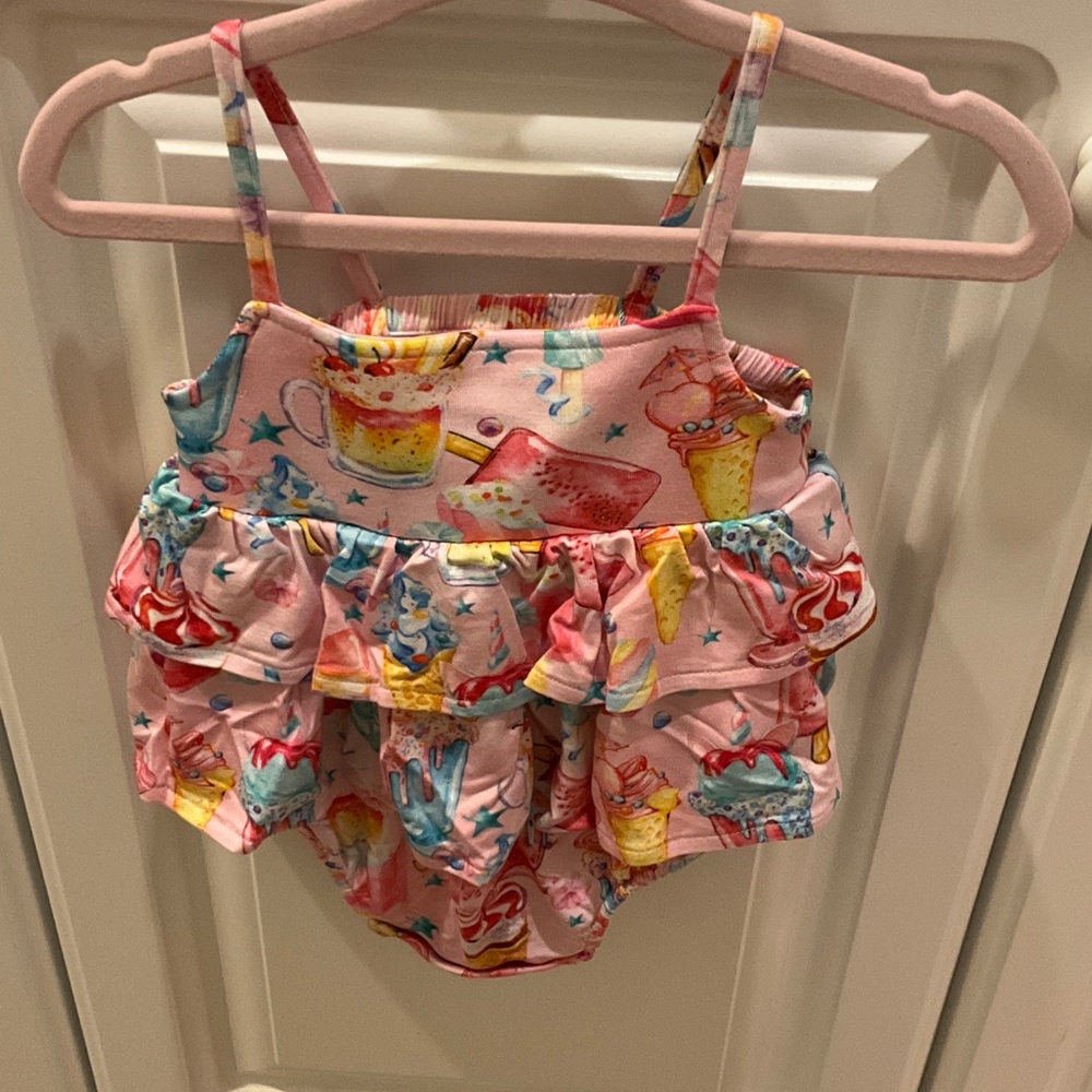 Posh Peanut Pink Ice Cream Priscilla Print Romper